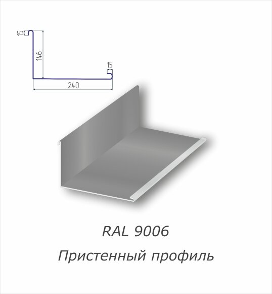 Пристенный профиль с полимерным покрытием RAL 9006